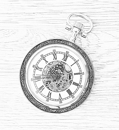 Illustration of retro pocket watc. Time measuring.の写真素材