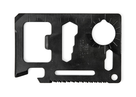 Credit card survival tool on the white background.の写真素材