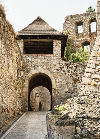 Entrance to the Trencin castle, Slovak republic. Architectural theme.のeditorial素材