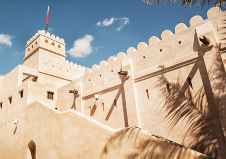 Arabic architecture. Outdoor scene of fort. Exhibition pavilion. Expo Milan, Italy.のeditorial素材