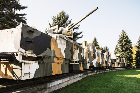 Replica of armored train Hurban now located near Zvolen castle in Zvolen city, Slovak republic....
