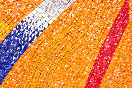 Detail of the futuristic colorful mosaic. Architectural element. Vibrant colors.の写真素材