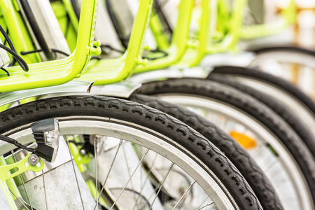 Bicycle rental in the centre of Budapest, Hungary. Urban bikes. modern lifestyle theme.