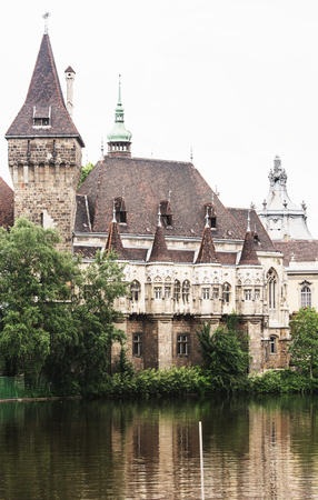 Beautiful Vajdahunyad castle in Budapest, Hungary. Cultural heritage. Travel destination. Architectural theme. Famous place. Tourism theme.のeditorial素材