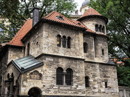 Jewish ceremonial hall in Prague near the Klausen synagogue, Czech republic. Architectural theme. Religious architecture. Travel destination.の写真素材