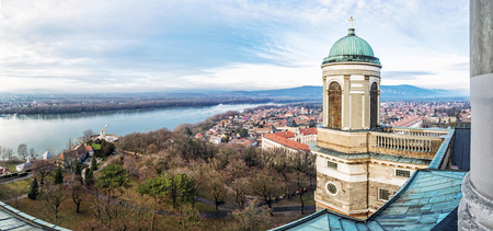 View from dome of the basilica, Esztergom, Hungary. Panoramic scene. Travel destination.の写真素材