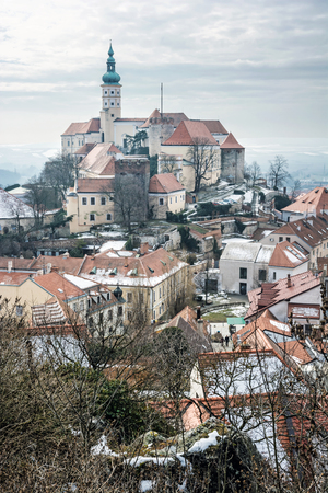 Mikulov castle, southern Moravia, Czech republic. Travel destination. Architectural scene. Vertical composition.のeditorial素材