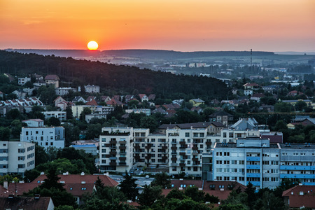 Nitra city, Slovak republic. Sunset scene. Evening time. Travel destination.の写真素材