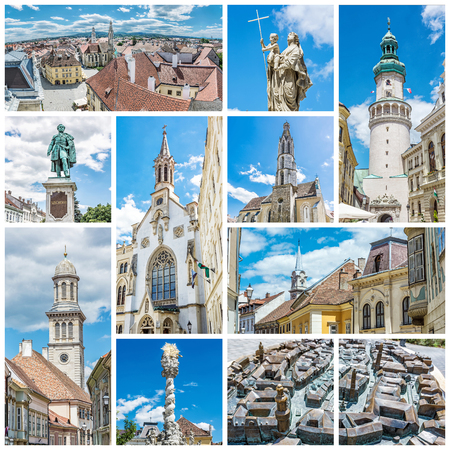 Best of Sopron city in Hungary, Europe. Collage of travel images.の写真素材