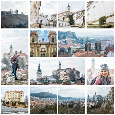 Best of Mikulov, Moravia, Czech republic, Europe. Collage of travel images.のeditorial素材