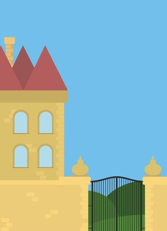 Beautiful small castle illustration. Building illustration.のイラスト素材