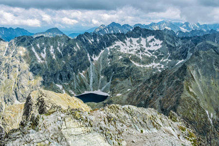 View from Krivan peak in High Tatras mountains, Slovak republic. Hiking theme. Travel destination.