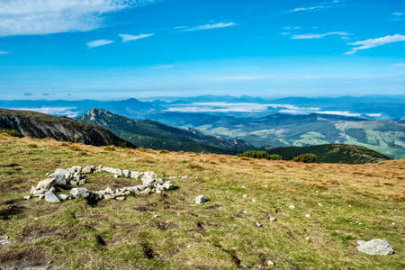 Orava Region and Sivy peak from Brestova, Western Tatras, Slovak republic. Hiking theme. Seasonal natural scene.の写真素材