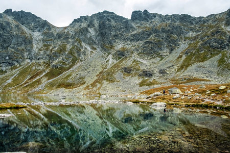 Great Hincovo tarn, Mengusovska valley, High Tatras mountains, Slovak republic. Hiking theme. Travel destination.の写真素材