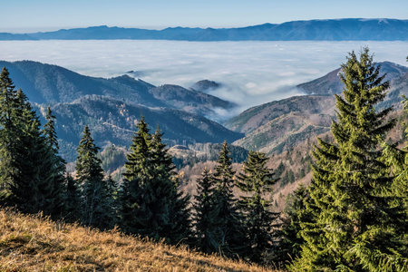Big Fatra mountains and Turiec basin, Slovak republic. Travel destination. Inverse weather scene.