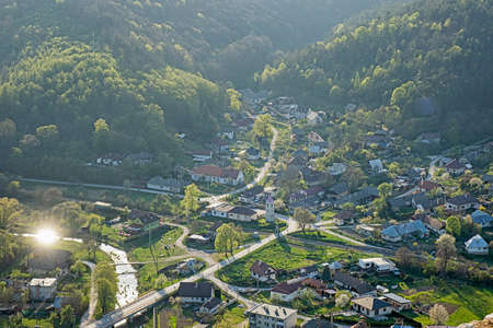 Visnove village from Cachtice castle, Slovak republic. Travel destination.の写真素材