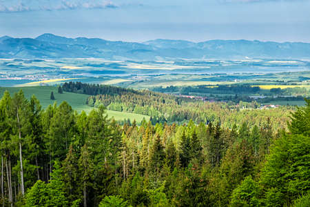 Low Tatras and Liptov basin from Ziar, Slovak republic. Seasonal natural scene. Travel destination.の写真素材