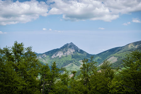 Big Rozsutec hill, mountain scenery, Little Fatra, Slovak republic. Hiking theme. Seasonal natural scene.の写真素材
