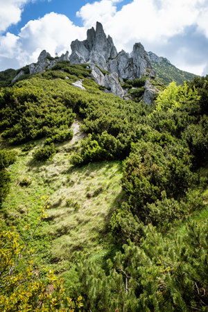 Western Tatras mountain scenery, Slovak republic. Hiking theme. Seasonal natural scene.の写真素材