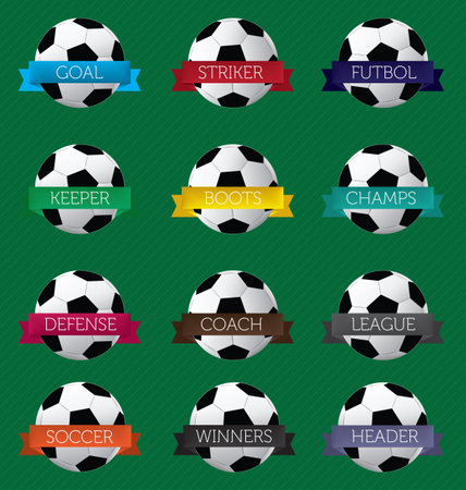 Soccer Futbol Banner Labelsのイラスト素材