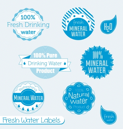 Vector Set of Drinking Water and Mineral Water Labelsのイラスト素材