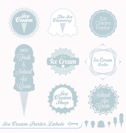 Vector Set  Ice Cream Parlor Labelsのイラスト素材