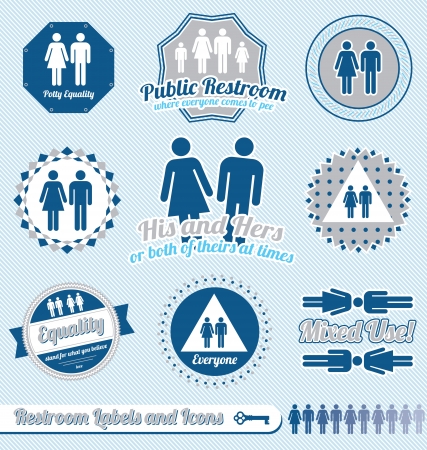 Set: Restroom Bathroom Sign Labels and Iconsのイラスト素材