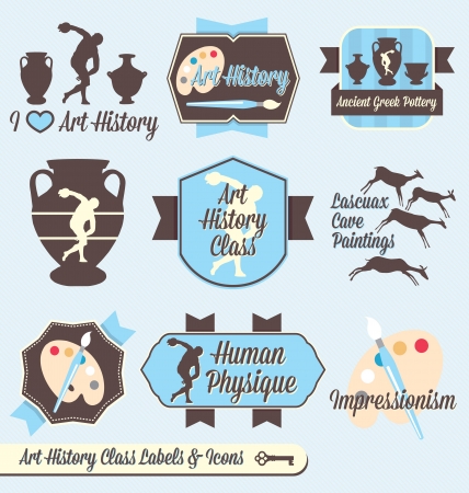  Set: Vintage Art History Class Labels and Iconsのイラスト素材