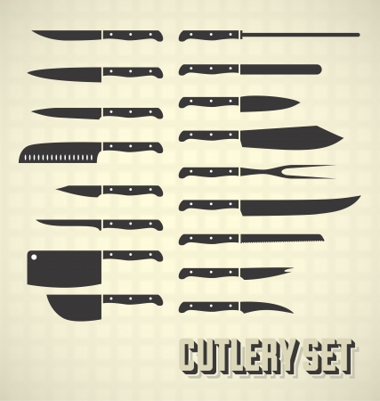 Kitchen Knives and Cutlery Setのイラスト素材