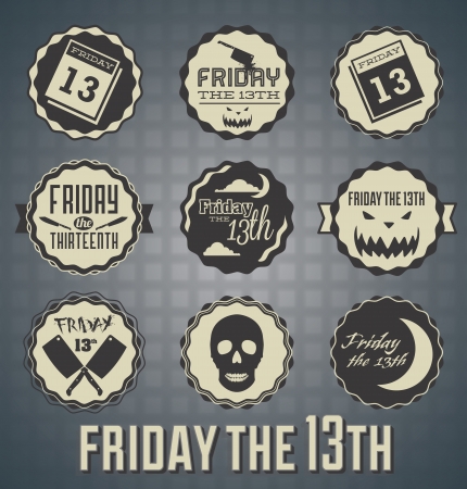 Set: Friday the 13th Labels and Iconsのイラスト素材