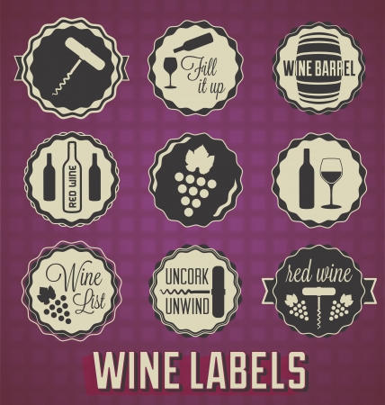 Vintage Wine Labels and Iconsのイラスト素材