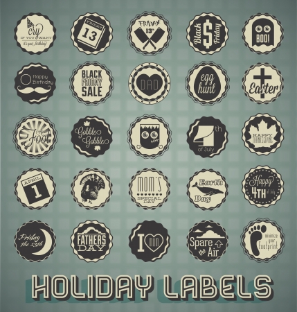 Vintage Mixed Holiday Labels and Iconsのイラスト素材