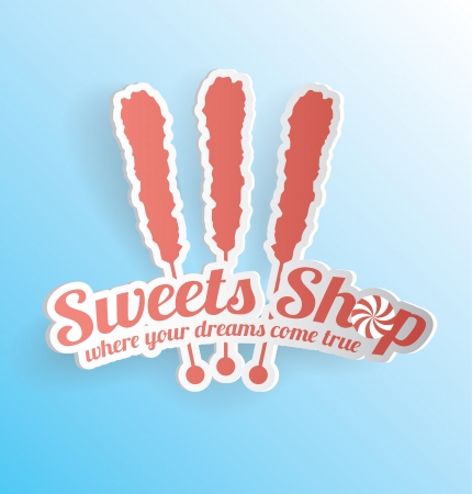 3D Sweets Shop Vector Labelのイラスト素材