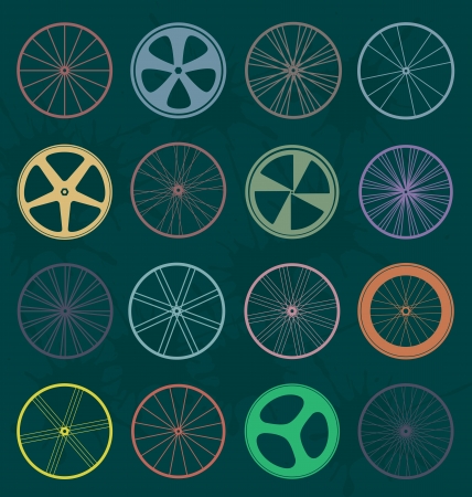 Set  Retro Bike Wheel Silhouettesのイラスト素材