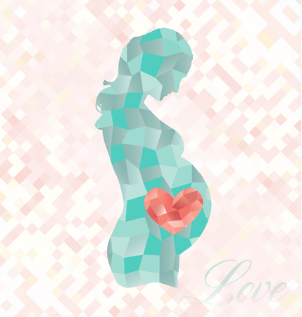 Diamond Pregnant Woman with Heart in Bellyのイラスト素材