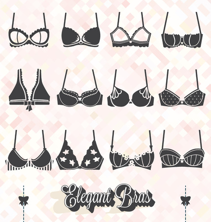 Vector Set of Bra and Bustier Silhouettesのイラスト素材