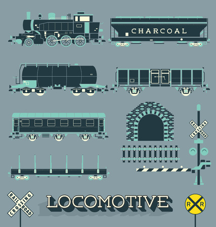 Vector Set of Model Train Collection のイラスト素材