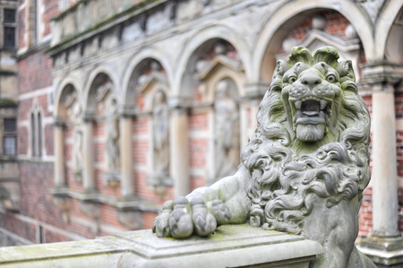 Frederiksborg castle in Hillerod, Denmark, lionのeditorial素材