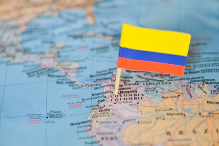 Map with flag of Colombiaの写真素材