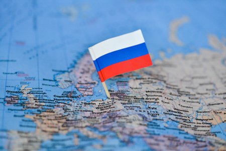 Map with flag of Russiaの写真素材
