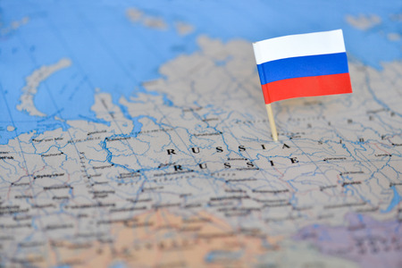Map with flag of Russiaの写真素材