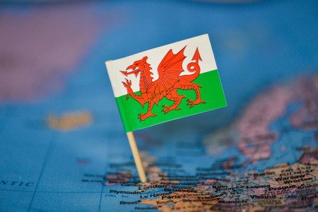 Map with flag of Walesの写真素材