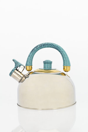 Vintage kettle isolated on white background, clipping paths included in file.