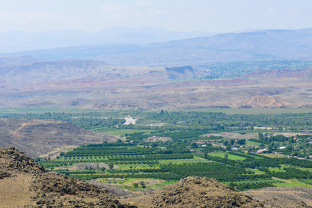 Armenian village Ervandashat, near the mountains.の写真素材