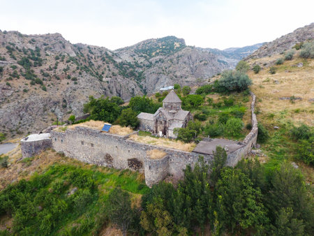 Gndevank monastery in canyon of Arpa river near Jermuk, Armeniaの写真素材