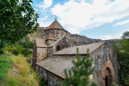 Gndevank monastery in canyon of Arpa river near Jermuk, Armeniaの写真素材