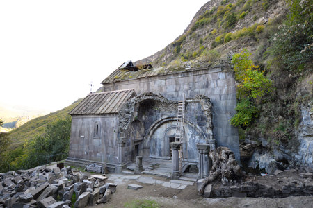 Armenia. Ruins of the temple. Monastery Kobayr (12th century) in the river gorge Debed.の写真素材
