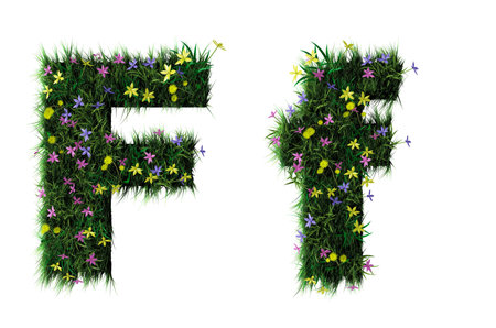 Grass and flower letter の写真素材