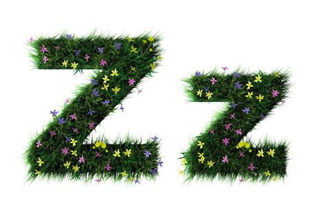 Grass and flower letter の写真素材