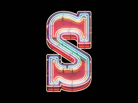 Multi color light neon font.の写真素材